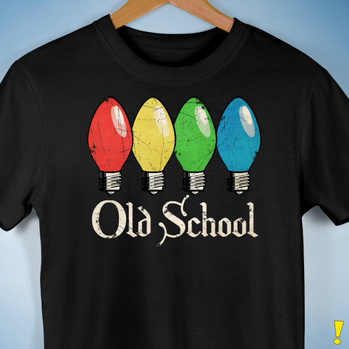 Old School Vintage Christmas Lights Unisex T-Shirt - Black Triblend